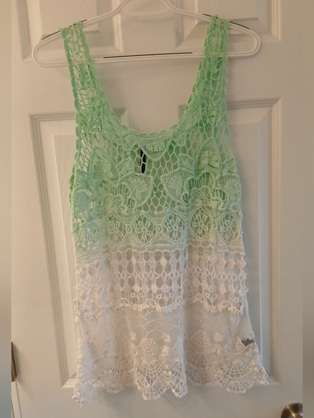 Heart N Crush Crochet Lace Ombre Tank Top Size Large Coastal Grandma Boho